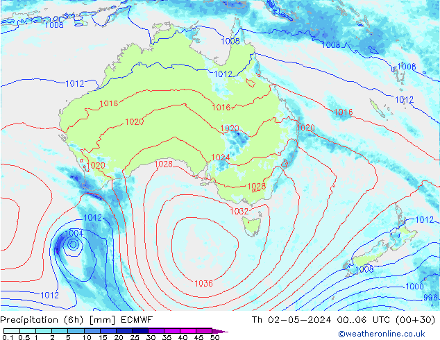 Z500/Rain (+SLP)/Z850 ECMWF Čt 02.05.2024 06 UTC