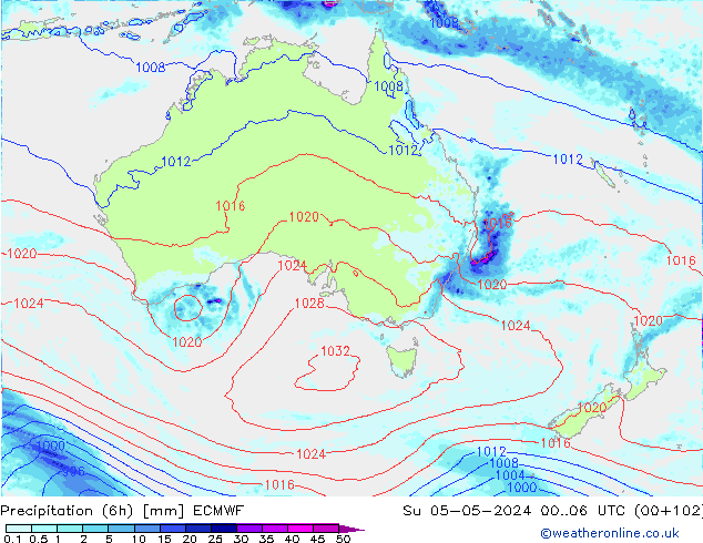 Z500/Rain (+SLP)/Z850 ECMWF Su 05.05.2024 06 UTC