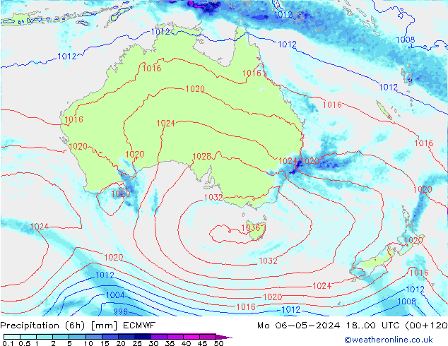 Précipitation (6h) ECMWF lun 06.05.2024 00 UTC