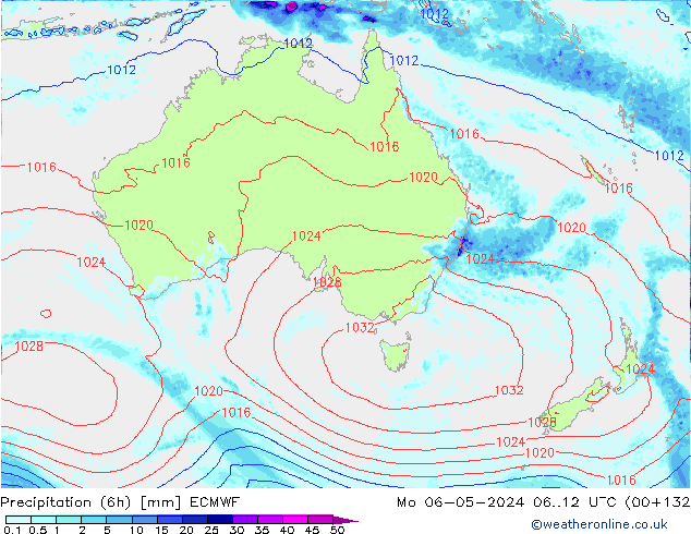 Z500/Rain (+SLP)/Z850 ECMWF Po 06.05.2024 12 UTC