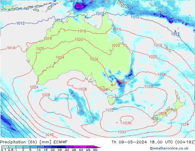 Z500/Rain (+SLP)/Z850 ECMWF Qui 09.05.2024 00 UTC