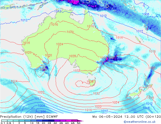 Precipitation (12h) ECMWF Po 06.05.2024 00 UTC