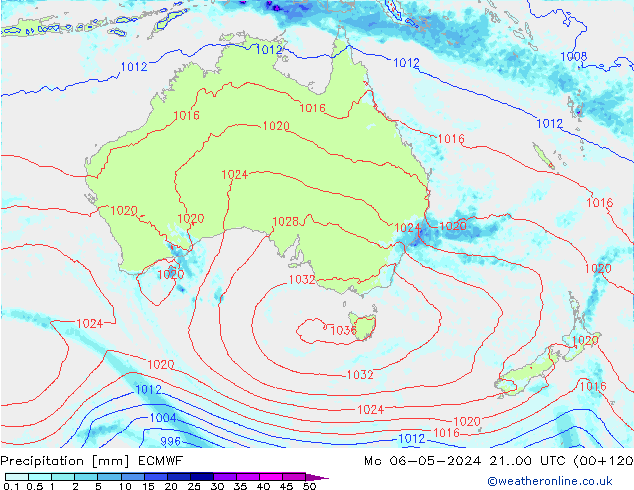 Srážky ECMWF Po 06.05.2024 00 UTC