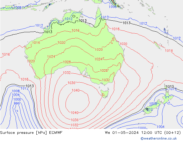 Surface pressure ECMWF We 01.05.2024 12 UTC