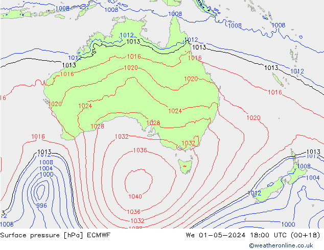 pression de l'air ECMWF mer 01.05.2024 18 UTC