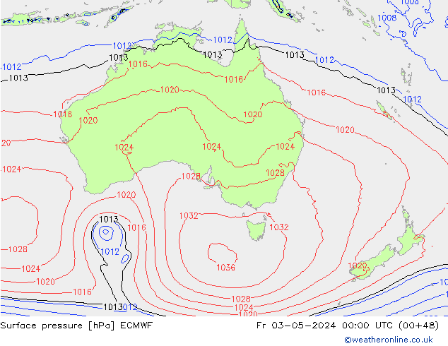 Presión superficial ECMWF vie 03.05.2024 00 UTC