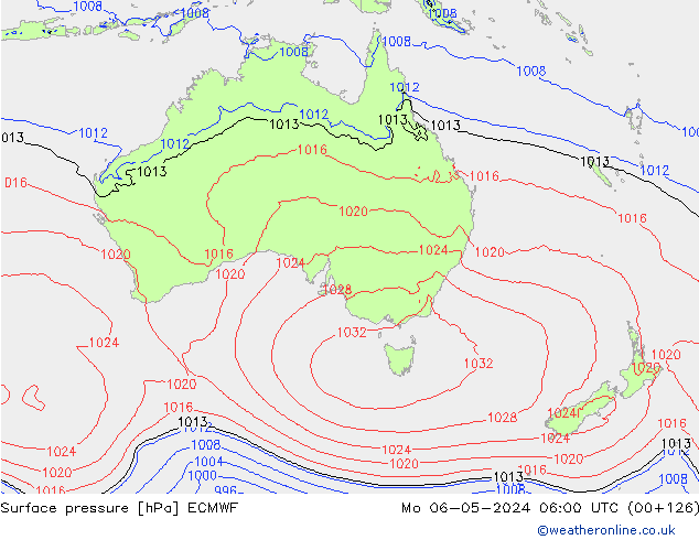 Pressione al suolo ECMWF lun 06.05.2024 06 UTC