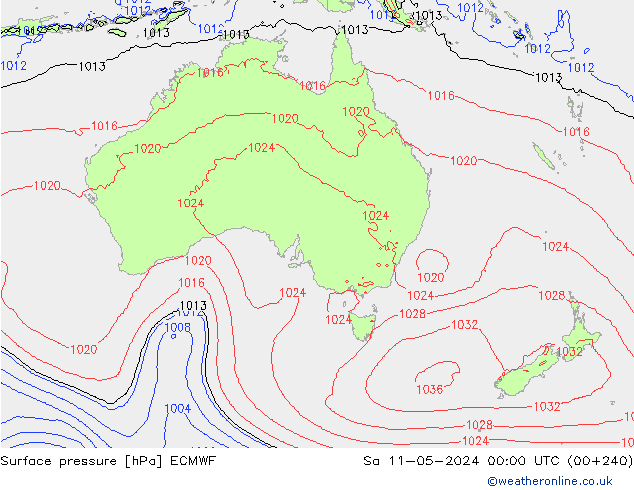 ciśnienie ECMWF so. 11.05.2024 00 UTC