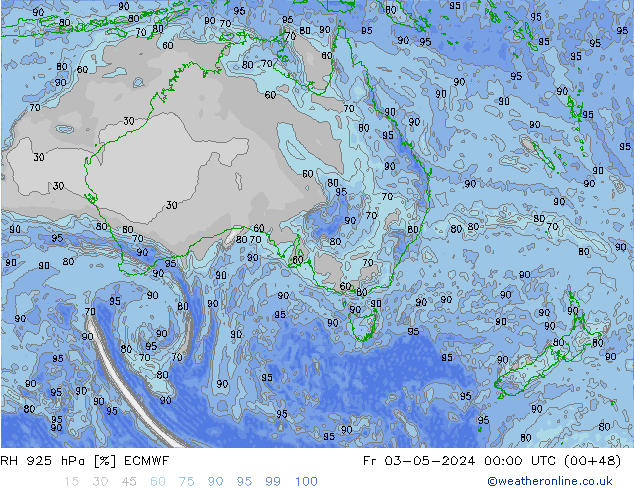 925 hPa Nispi Nem ECMWF Cu 03.05.2024 00 UTC