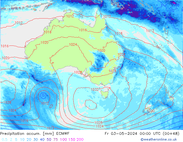 Precipitation accum. ECMWF Fr 03.05.2024 00 UTC