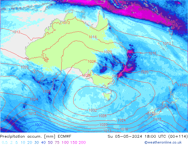 Precipitation accum. ECMWF dom 05.05.2024 18 UTC