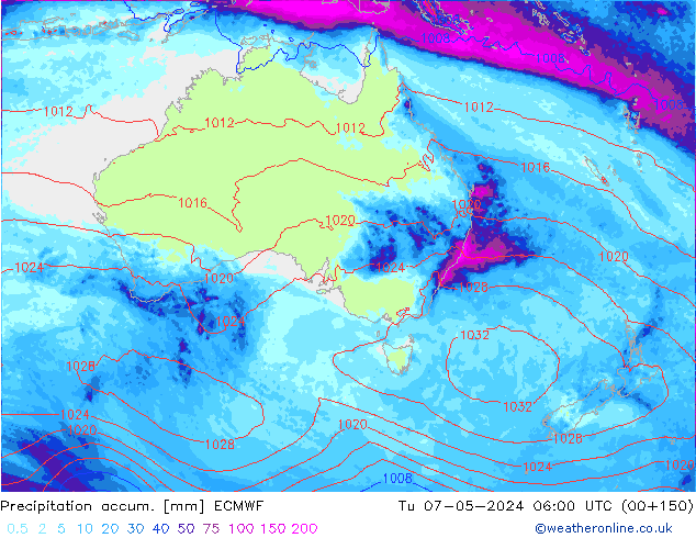 Precipitación acum. ECMWF mar 07.05.2024 06 UTC