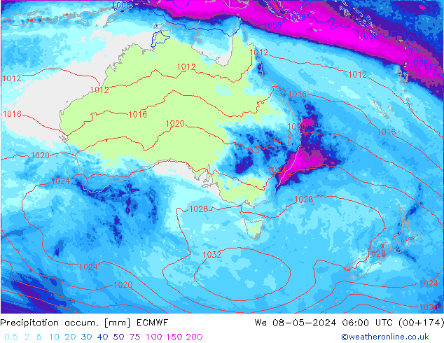 Precipitation accum. ECMWF We 08.05.2024 06 UTC