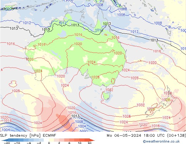 Tendenza di Pressione ECMWF lun 06.05.2024 18 UTC