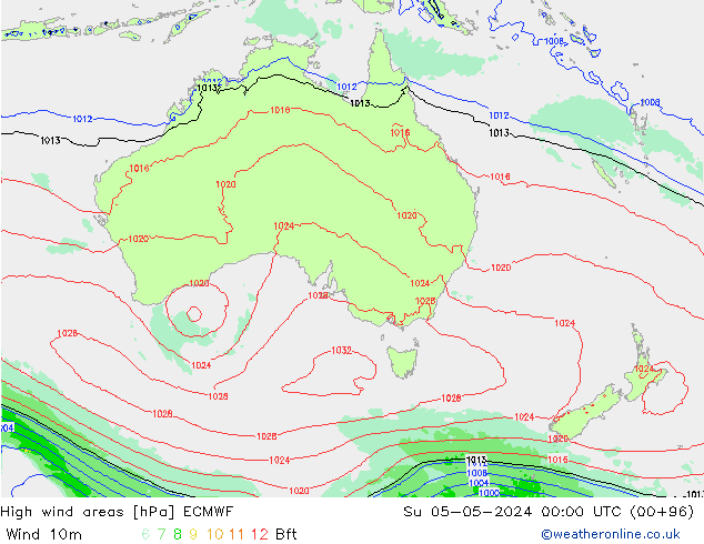 High wind areas ECMWF  05.05.2024 00 UTC