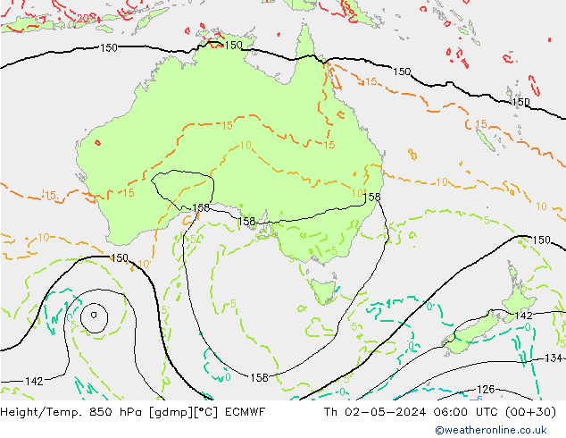 Z500/Rain (+SLP)/Z850 ECMWF czw. 02.05.2024 06 UTC