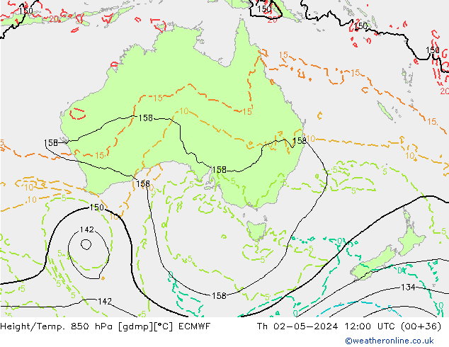 Z500/Rain (+SLP)/Z850 ECMWF czw. 02.05.2024 12 UTC