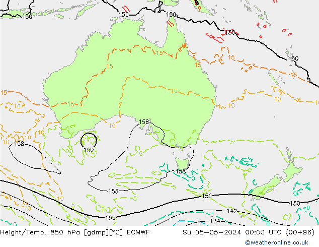 Hoogte/Temp. 850 hPa ECMWF zo 05.05.2024 00 UTC