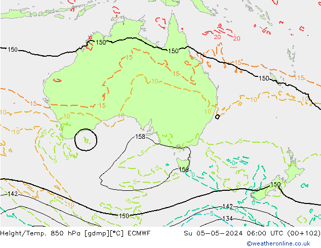 Z500/Rain (+SLP)/Z850 ECMWF Dom 05.05.2024 06 UTC