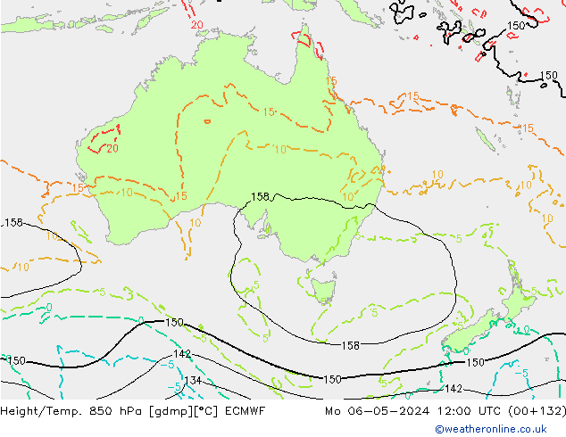 Height/Temp. 850 hPa ECMWF Mo 06.05.2024 12 UTC