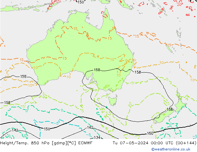 Height/Temp. 850 hPa ECMWF Tu 07.05.2024 00 UTC