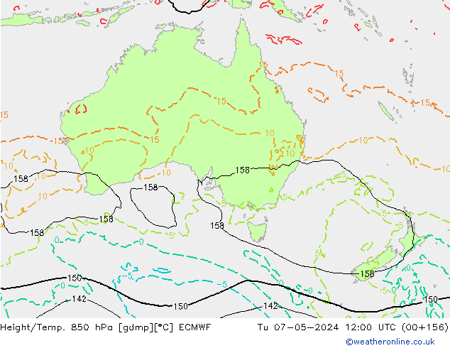 Height/Temp. 850 гПа ECMWF вт 07.05.2024 12 UTC