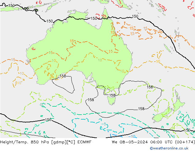 Z500/Rain (+SLP)/Z850 ECMWF We 08.05.2024 06 UTC