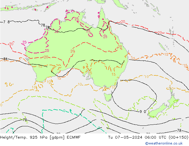 Geop./Temp. 925 hPa ECMWF mar 07.05.2024 06 UTC