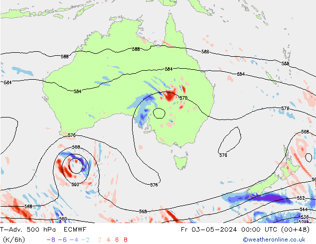 T-Adv. 500 hPa ECMWF Fr 03.05.2024 00 UTC