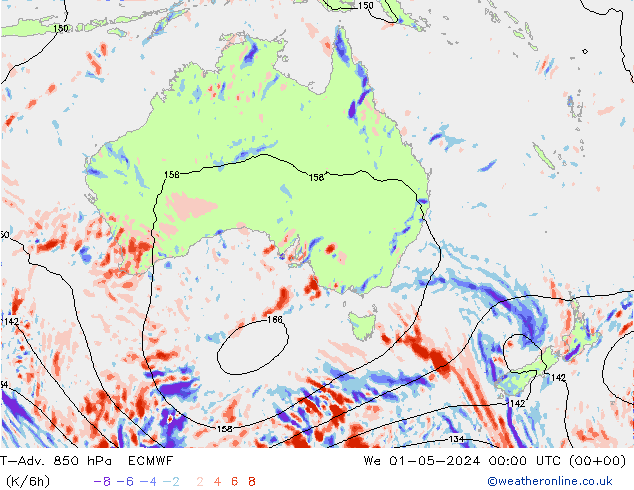 T-Adv. 850 hPa ECMWF wo 01.05.2024 00 UTC