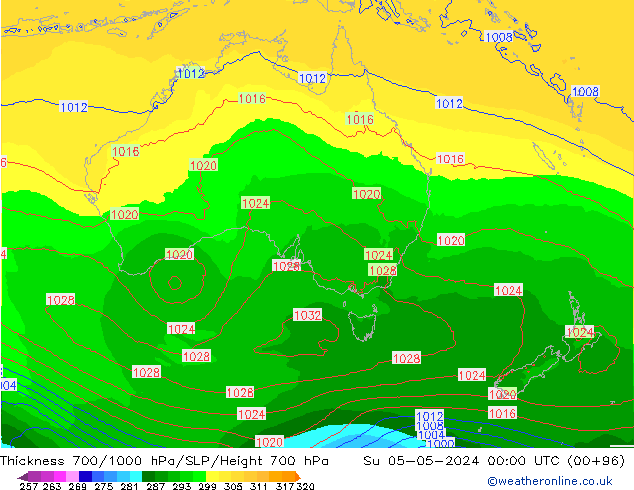 Dikte700-1000 hPa ECMWF zo 05.05.2024 00 UTC