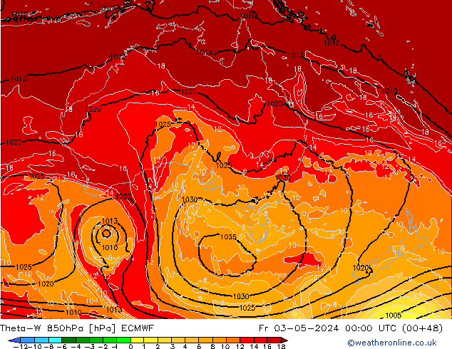 Theta-W 850hPa ECMWF Cu 03.05.2024 00 UTC