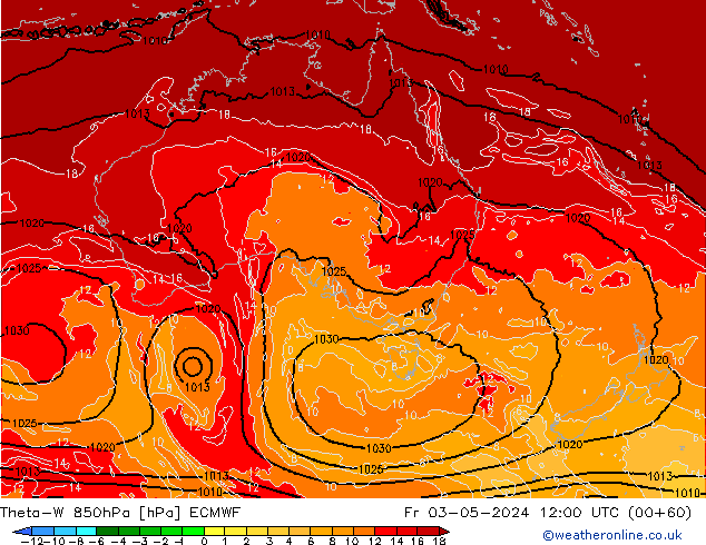 Theta-W 850hPa ECMWF Cu 03.05.2024 12 UTC