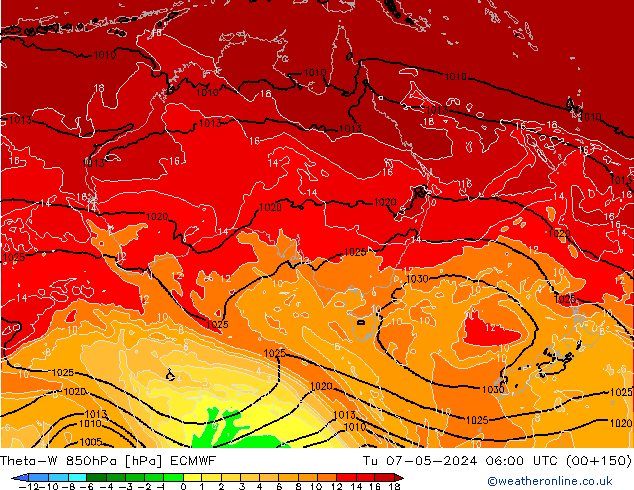 Theta-W 850hPa ECMWF mar 07.05.2024 06 UTC