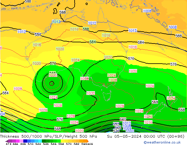 Dikte 500-1000hPa ECMWF zo 05.05.2024 00 UTC