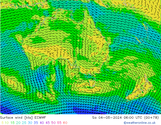 ветер 10 m ECMWF сб 04.05.2024 06 UTC