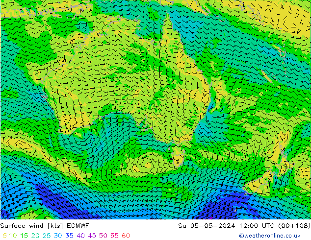 Surface wind ECMWF Su 05.05.2024 12 UTC