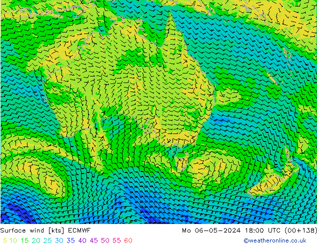 ветер 10 m ECMWF пн 06.05.2024 18 UTC