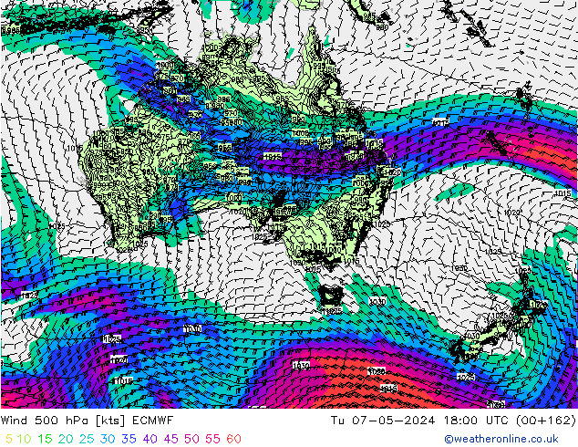 Wind 500 hPa ECMWF Di 07.05.2024 18 UTC