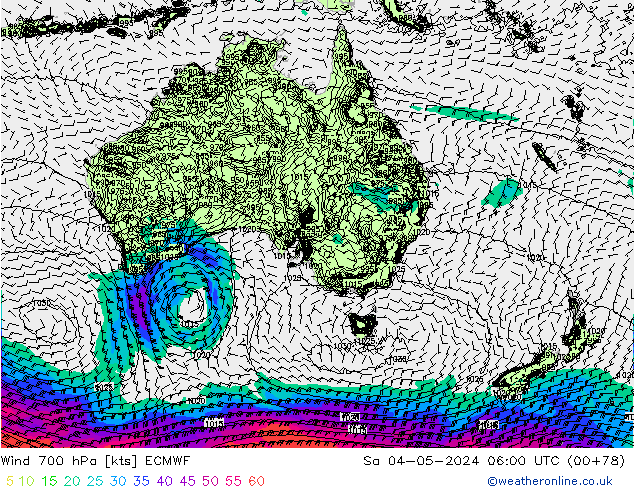 Wind 700 hPa ECMWF Sa 04.05.2024 06 UTC