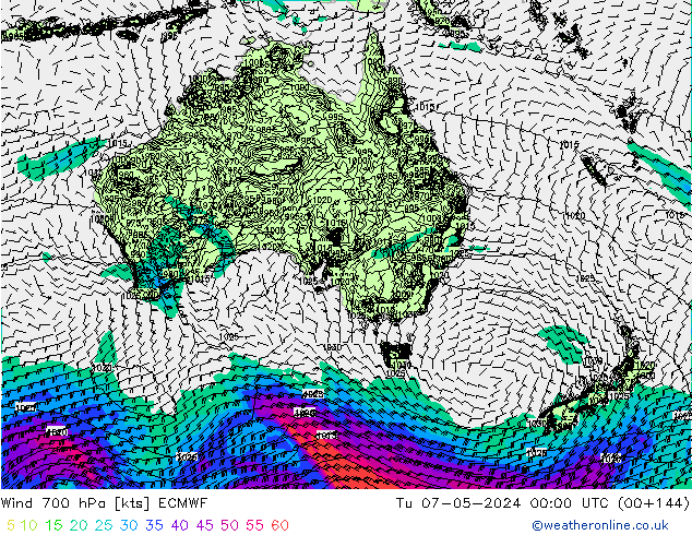 Wind 700 hPa ECMWF di 07.05.2024 00 UTC