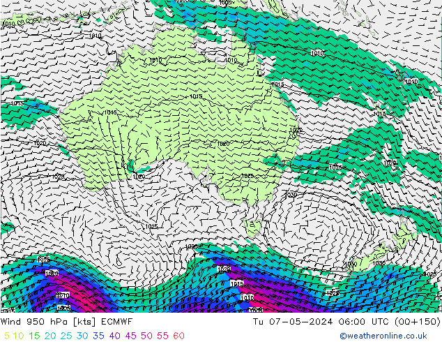 Viento 950 hPa ECMWF mar 07.05.2024 06 UTC