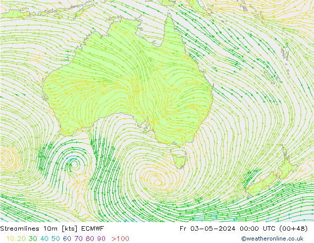 Rüzgar 10m ECMWF Cu 03.05.2024 00 UTC