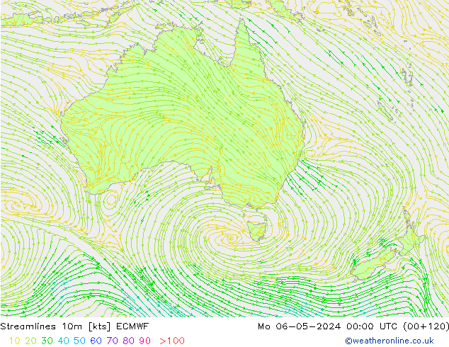 Streamlines 10m ECMWF Mo 06.05.2024 00 UTC