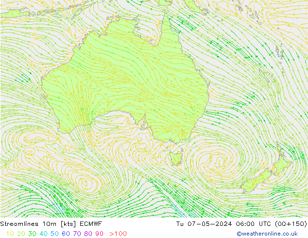 Línea de corriente 10m ECMWF mar 07.05.2024 06 UTC