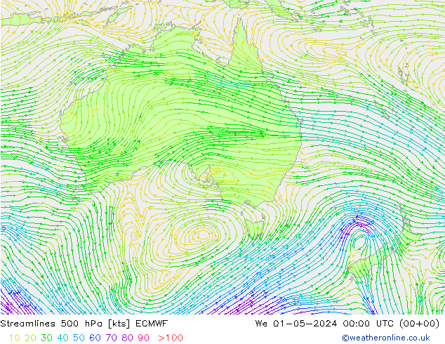 Stroomlijn 500 hPa ECMWF wo 01.05.2024 00 UTC