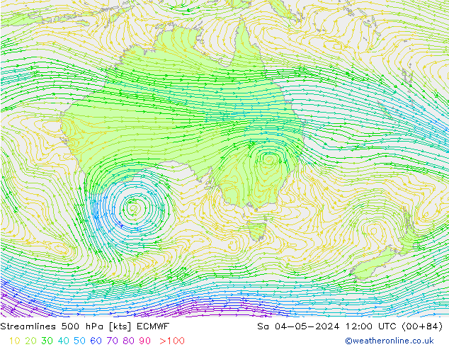 Streamlines 500 hPa ECMWF So 04.05.2024 12 UTC