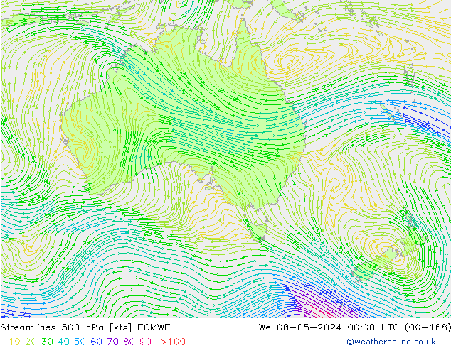 Stroomlijn 500 hPa ECMWF wo 08.05.2024 00 UTC