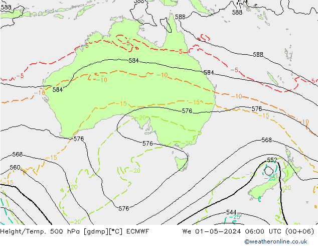 Z500/Rain (+SLP)/Z850 ECMWF mer 01.05.2024 06 UTC