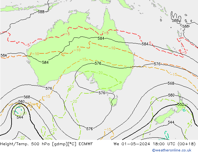 Z500/Rain (+SLP)/Z850 ECMWF We 01.05.2024 18 UTC